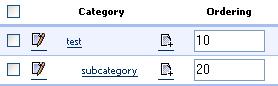 image showing ordering interface in context of two categories, 1 nested in the other